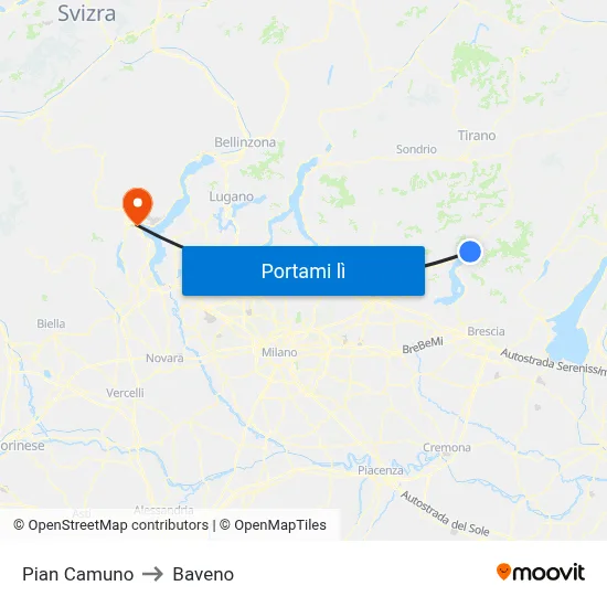 Pian Camuno to Baveno map