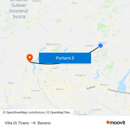 Villa Di Tirano to Baveno map