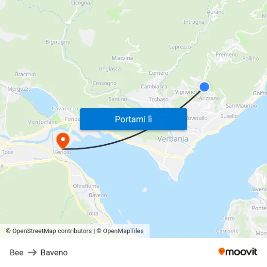 Bee to Baveno map