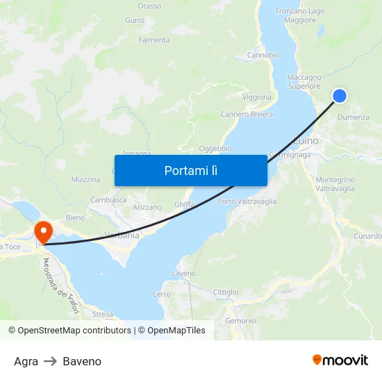 Agra to Baveno map