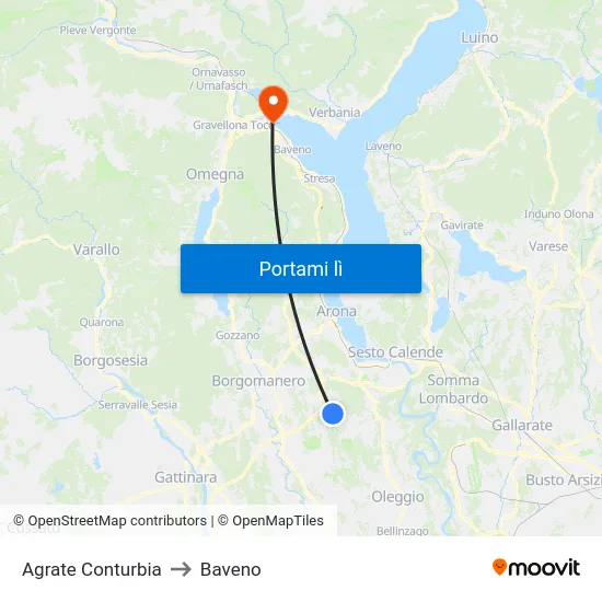 Agrate Conturbia to Baveno map