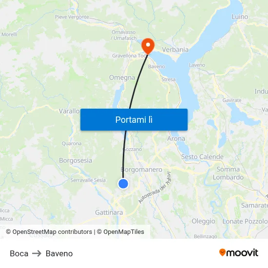 Boca to Baveno map