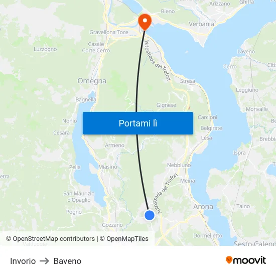 Invorio to Baveno map