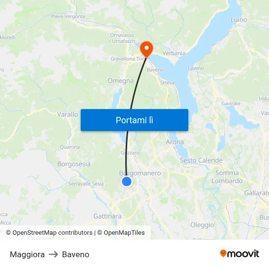Maggiora to Baveno map