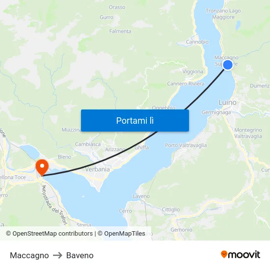 Maccagno to Baveno map