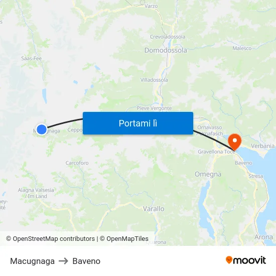 Macugnaga to Baveno map