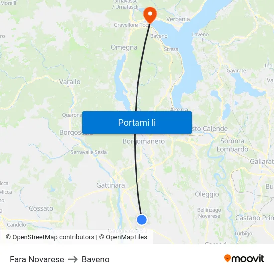 Fara Novarese to Baveno map