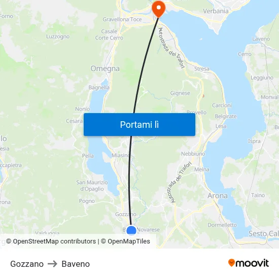 Gozzano to Baveno map