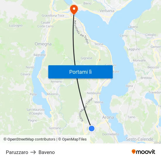 Paruzzaro to Baveno map