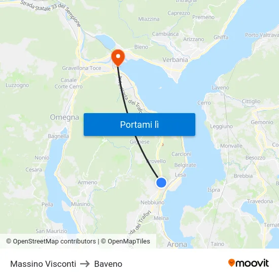 Massino Visconti to Baveno map