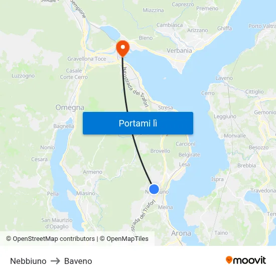 Nebbiuno to Baveno map