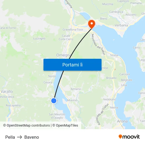 Pella to Baveno map