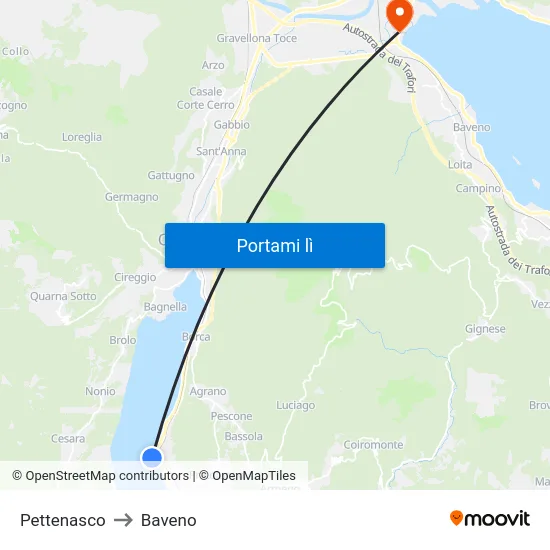Pettenasco to Baveno map