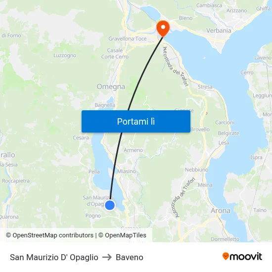 San Maurizio D' Opaglio to Baveno map