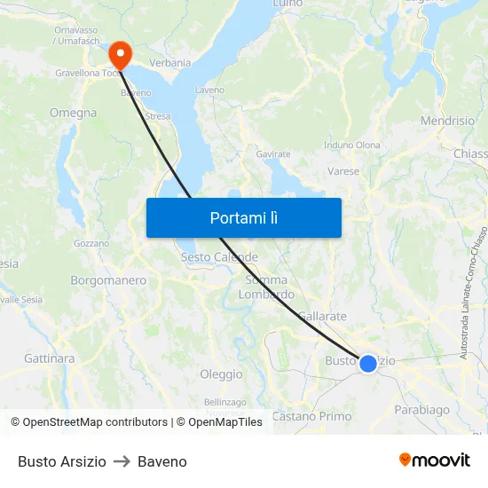 Busto Arsizio to Baveno map
