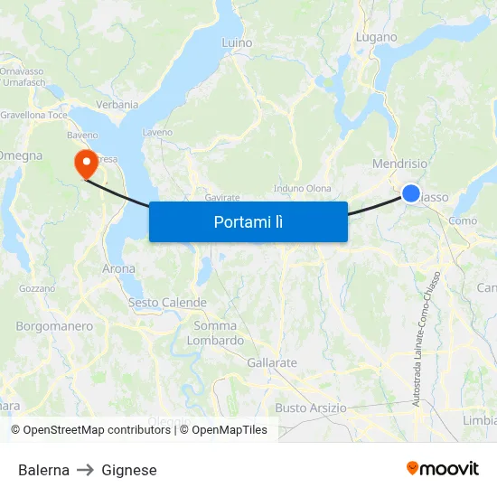 Balerna to Gignese map