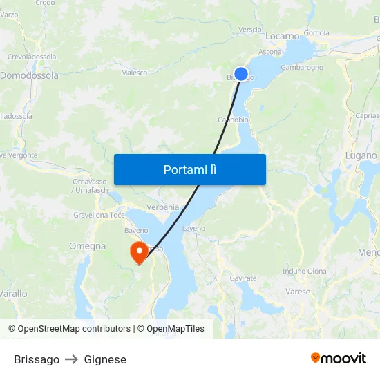 Brissago to Gignese map