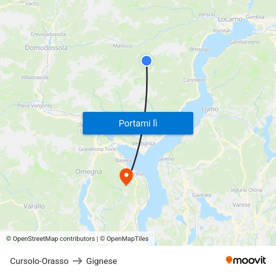 Cursolo-Orasso to Gignese map