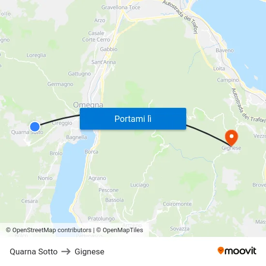 Quarna Sotto to Gignese map