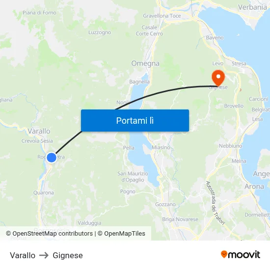 Varallo to Gignese map