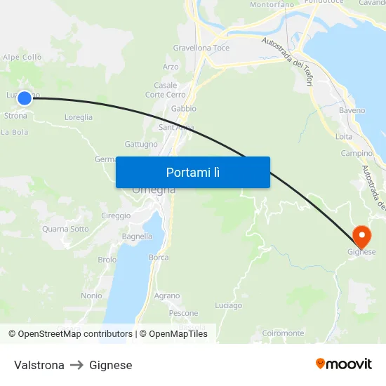 Valstrona to Gignese map