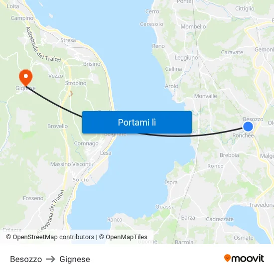 Besozzo to Gignese map