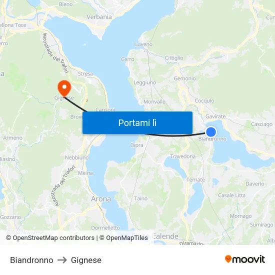 Biandronno to Gignese map