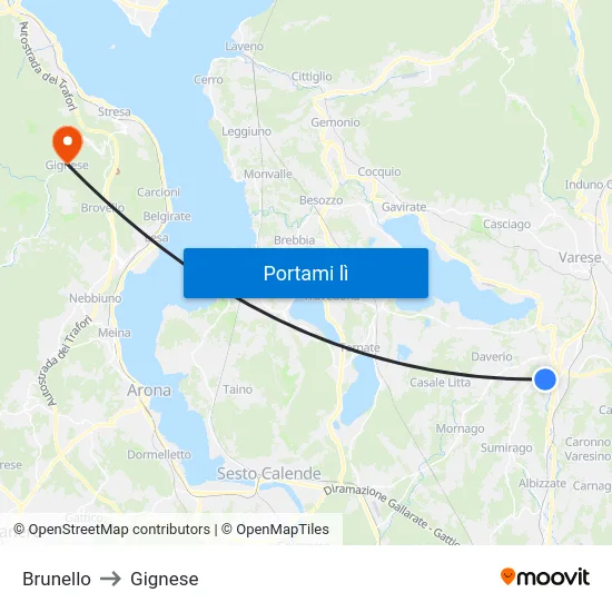 Brunello to Gignese map