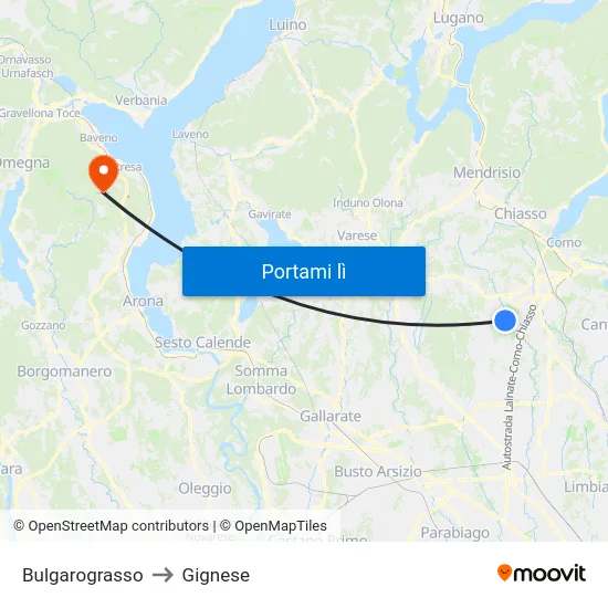 Bulgarograsso to Gignese map