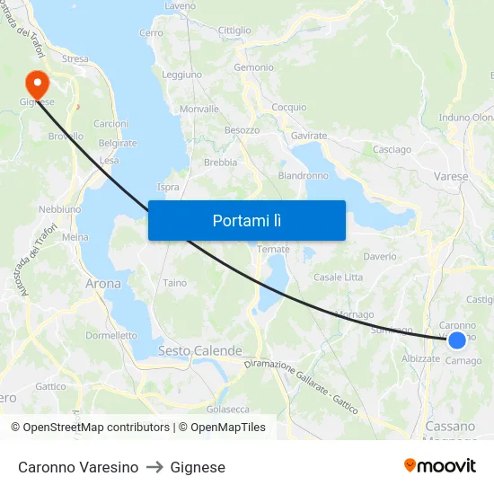 Caronno Varesino to Gignese map