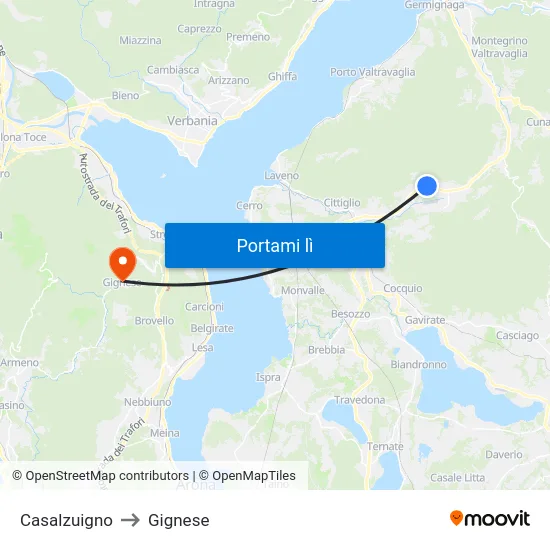 Casalzuigno to Gignese map