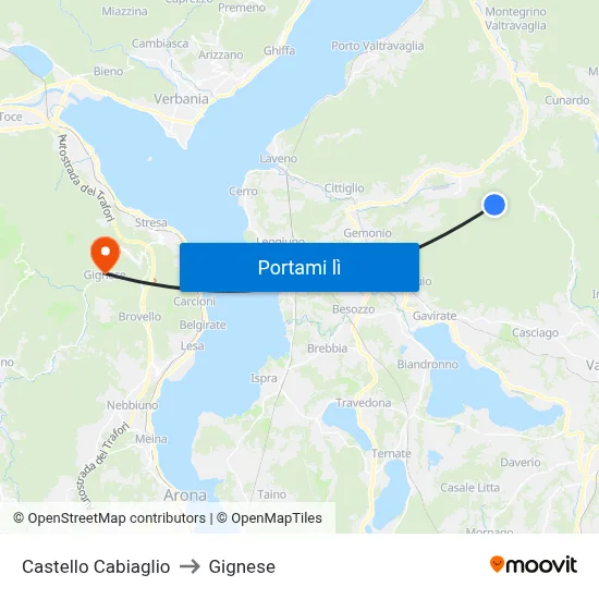 Castello Cabiaglio to Gignese map