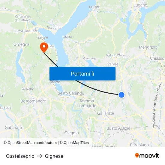 Castelseprio to Gignese map