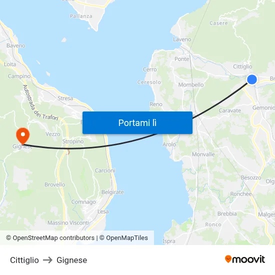 Cittiglio to Gignese map