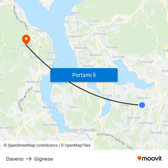 Daverio to Gignese map