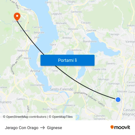 Jerago Con Orago to Gignese map