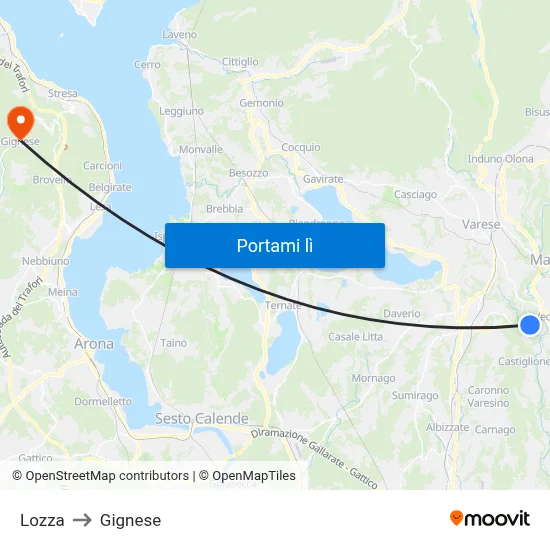 Lozza to Gignese map