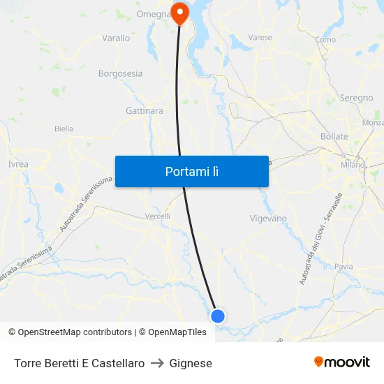 Torre Beretti E Castellaro to Gignese map