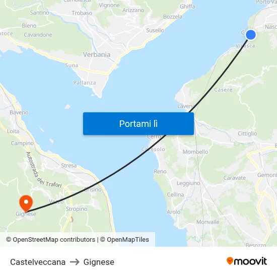 Castelveccana to Gignese map