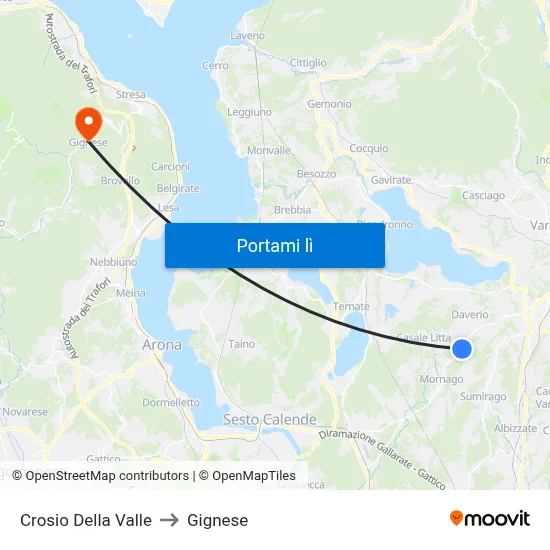 Crosio Della Valle to Gignese map