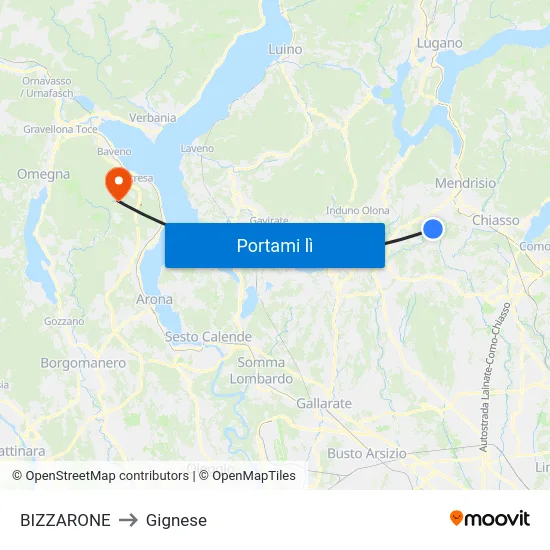 BIZZARONE to Gignese map
