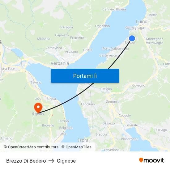 Brezzo Di Bedero to Gignese map