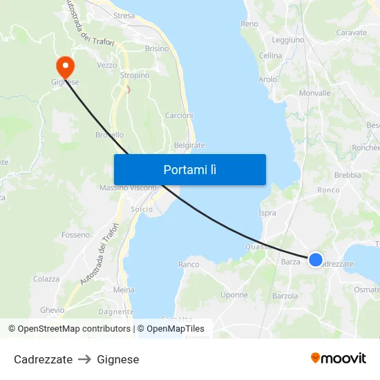 Cadrezzate to Gignese map
