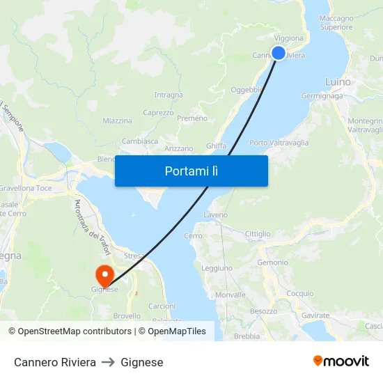 Cannero Riviera to Gignese map
