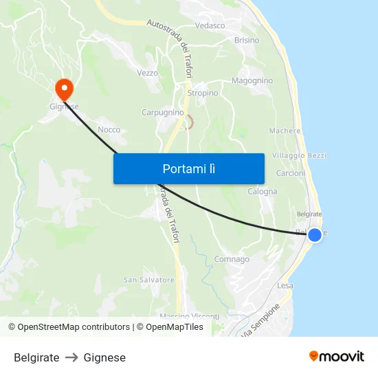 Belgirate to Gignese map