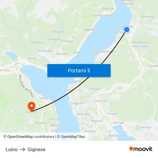 Luino to Gignese map
