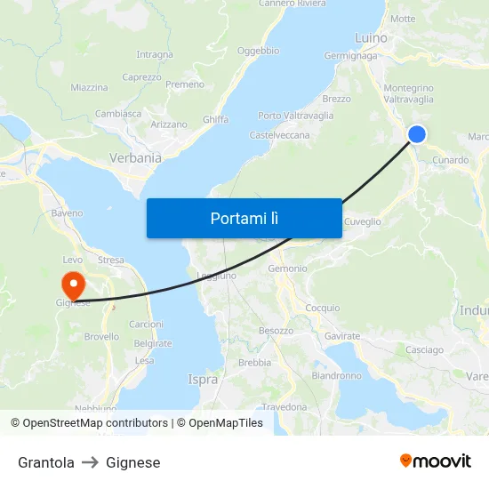 Grantola to Gignese map