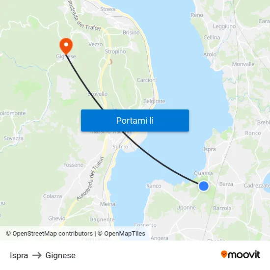 Ispra to Gignese map