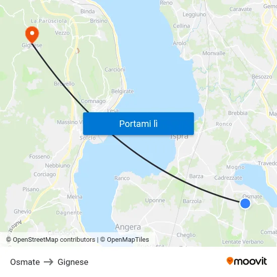 Osmate to Gignese map