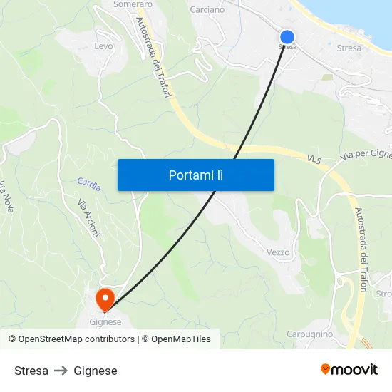 Stresa to Gignese map